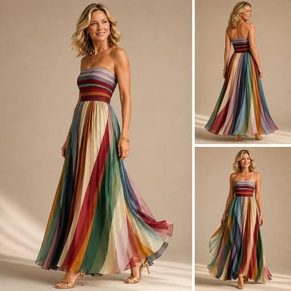 Robe longue évasée à imprimé coloré